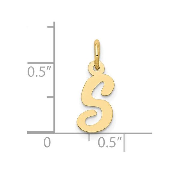 10k Yellow Gold Small Script Initial S Charm - Picture 3 of 4